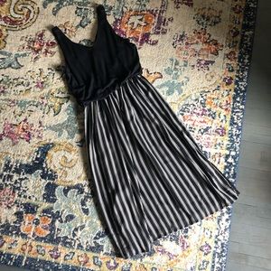 Loft Mixed Media Navy Midi Dress